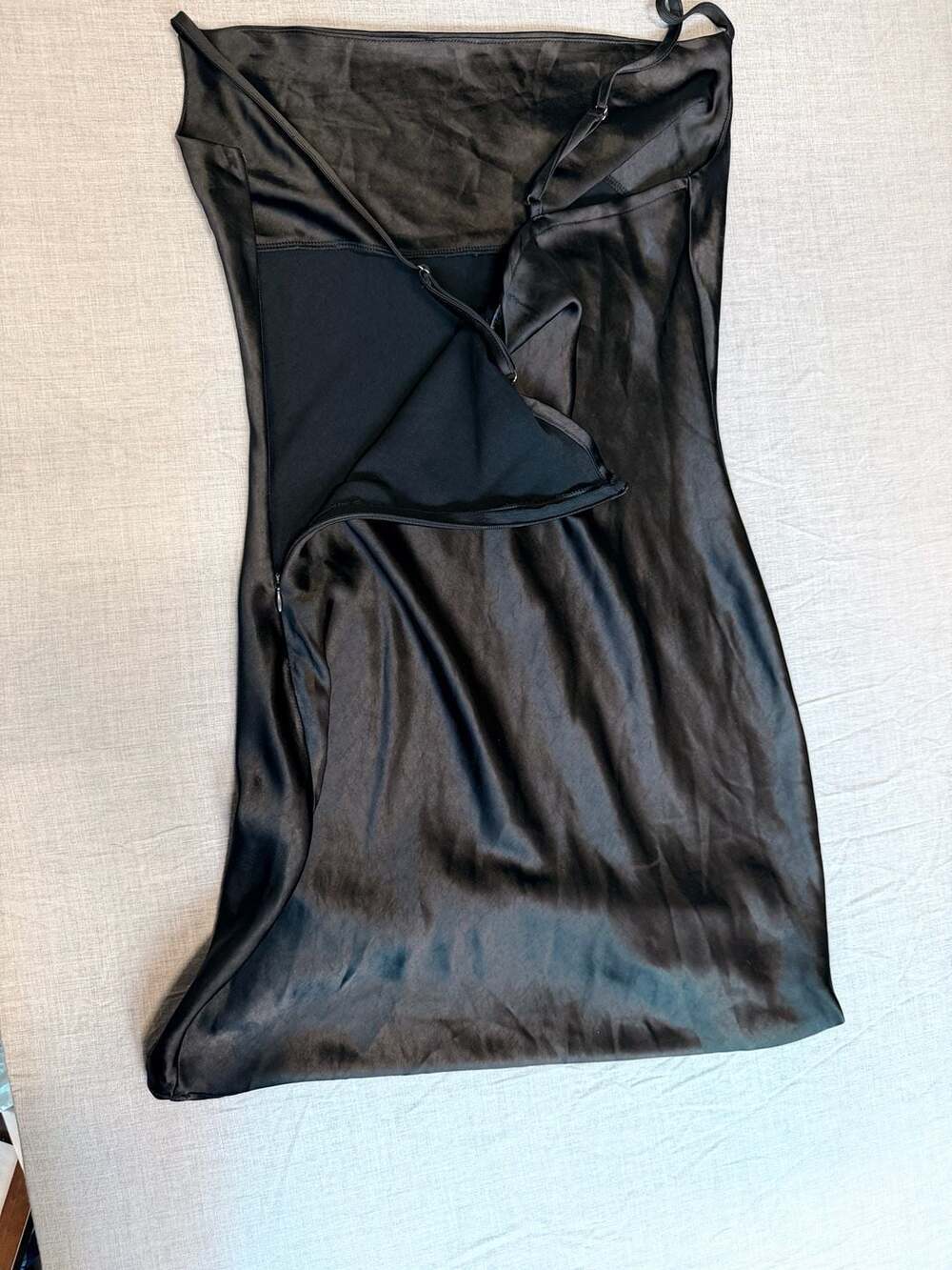 Nasty Gal Black Satin Cowl Neck Mini Slip Dress size 6 - Picture 3 of 5